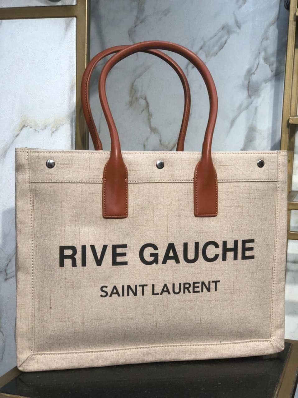 RIVE GAUCHE GRAND SAC CABAS EN TOILE IMPRIMÉE ET CUIR